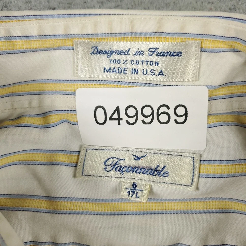 Faconnable Shirt Mens Large Yellow Striped Casual Button Up Long Sleeve * - Picture 9 of 9
